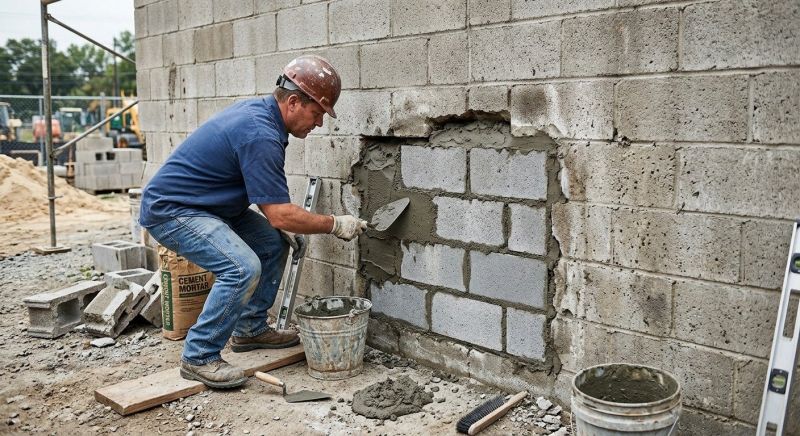 Cinder Block Wall Repair in Ashland, VA