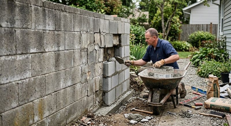 Cinder Block Wall Repair in Dinwiddie, VA